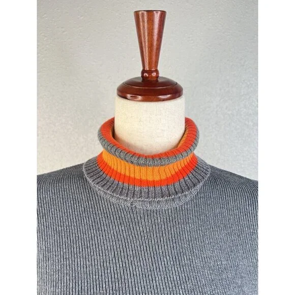 Vtg Fusalp France Knit Grey Sweater Winter Skiwear 70s Turtle Neck Small Ribbed - Picture 3 of 11